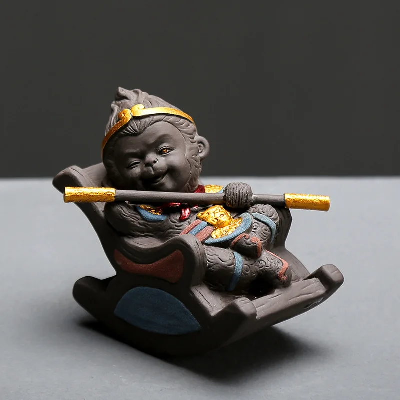 Zen Feng Shui чайная Обезьяна Король украшения для автомобиля фиолетовая глина ручная
