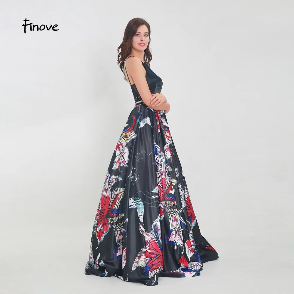 Женское платье с лямкой на шее Finove длинное формальное вечернее цветочным узором