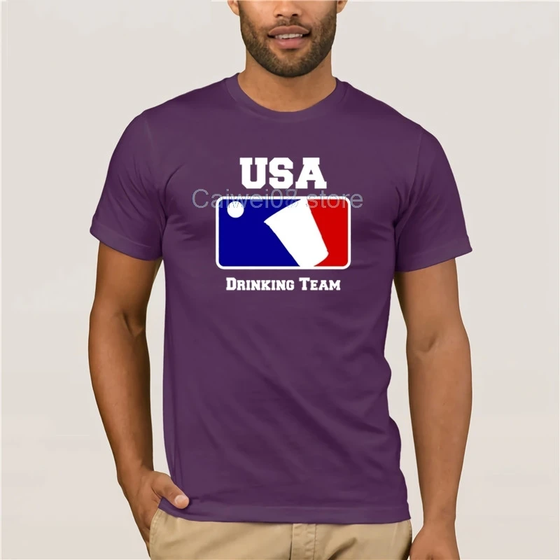 Summer Mens T Shirt Buy USA Drinking Team Funny Party Beer Pong Game Fashion Street Short Sleeve T-Shirt | Мужская одежда