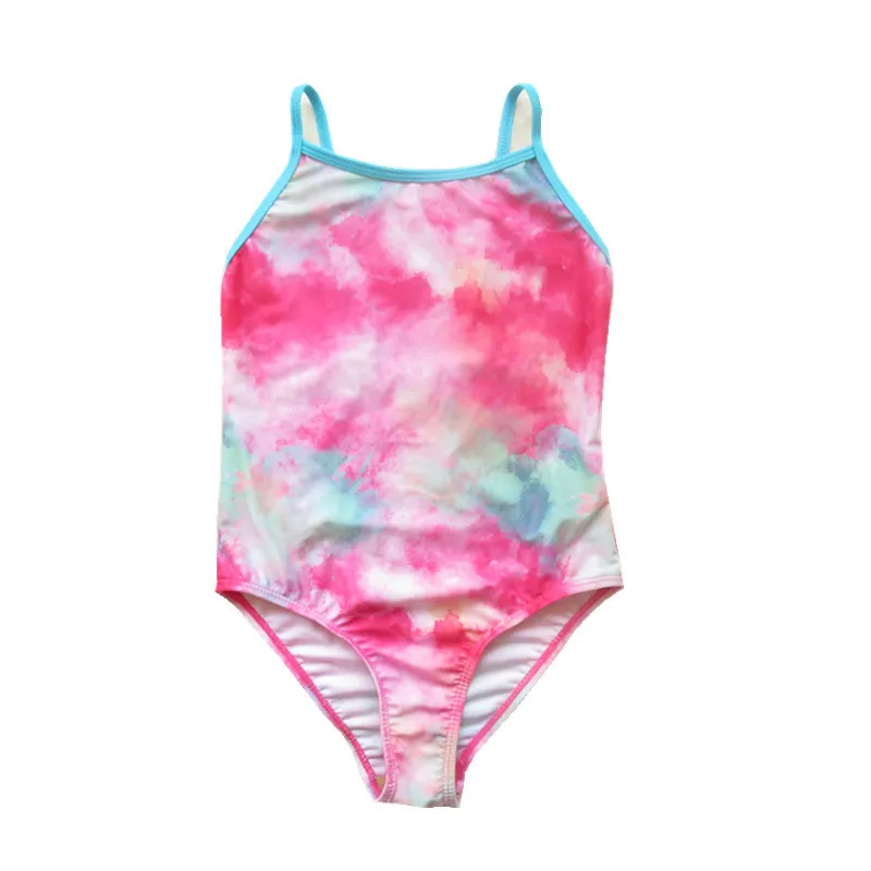 Детский слитный купальник для девочек купальники с милым радужным цветочным