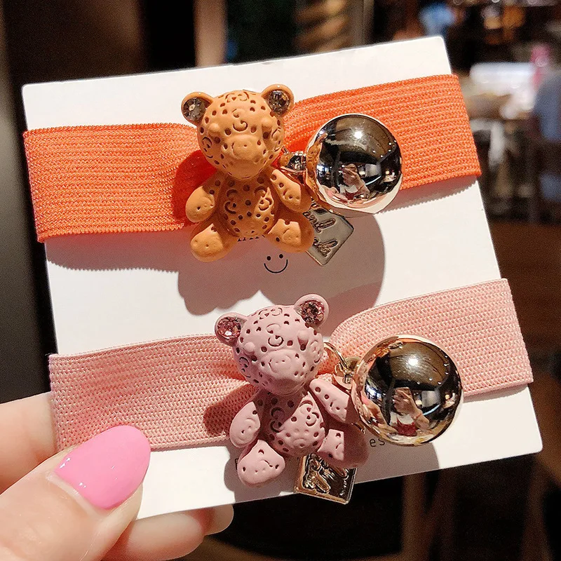 Каваи милый мультфильм голова медведя веревка для женщин эластичные резинки