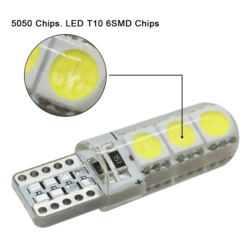 1 шт. современный автомобильный Стайлинг T10 светодиодный фонарь 194 W5W DC 12V 6SMD 5050