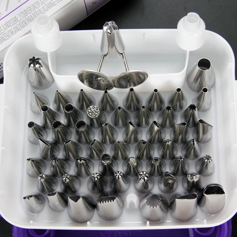 Wilton Master Decorating Piping Tip Set-набор для украшения торта с 55 наконечниками для глазури, 2 муфты, 2 цветка для ногтей