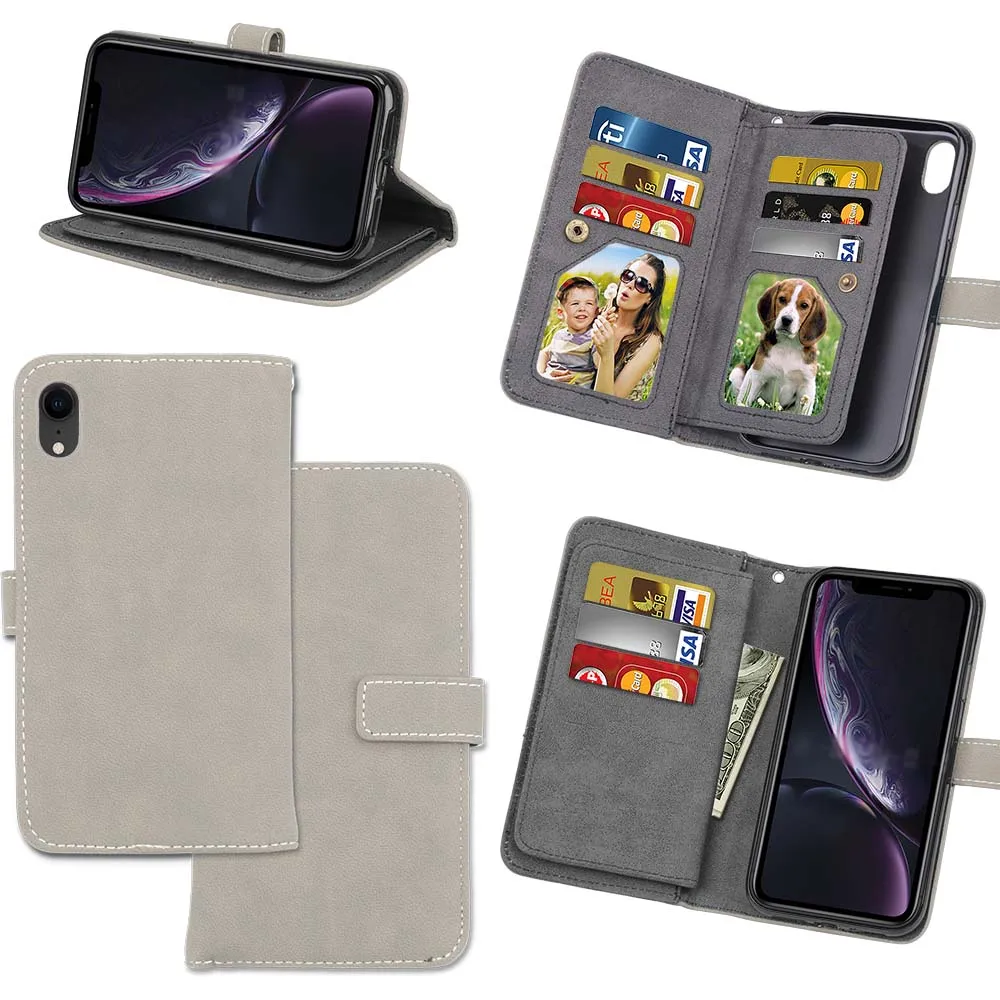 Capa Fundas для iphone XR XS Max 6 6 Plus 6s держатель чехол для iphone 7 8 plus XR XS кожаный чехол для телефона 9 слотов для карт