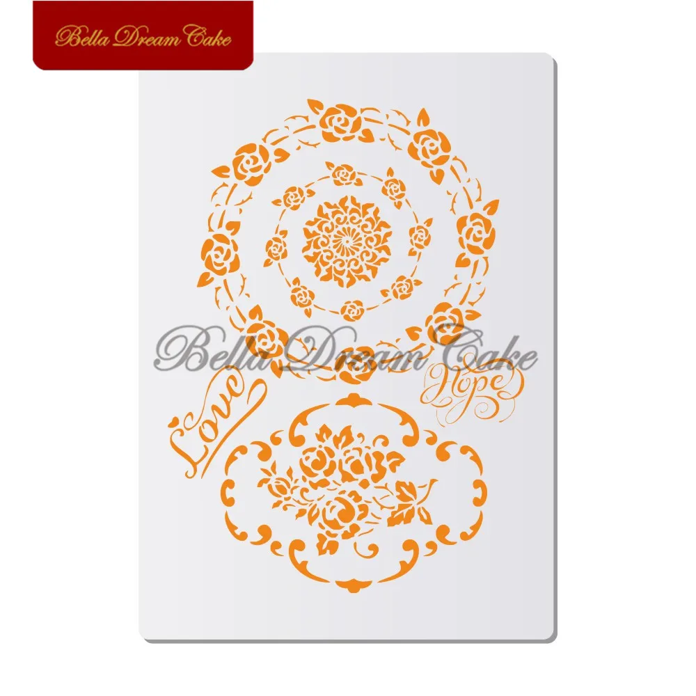 Трафареты для раскрашивания стен с цветочными лепестками кофейная еда штамп