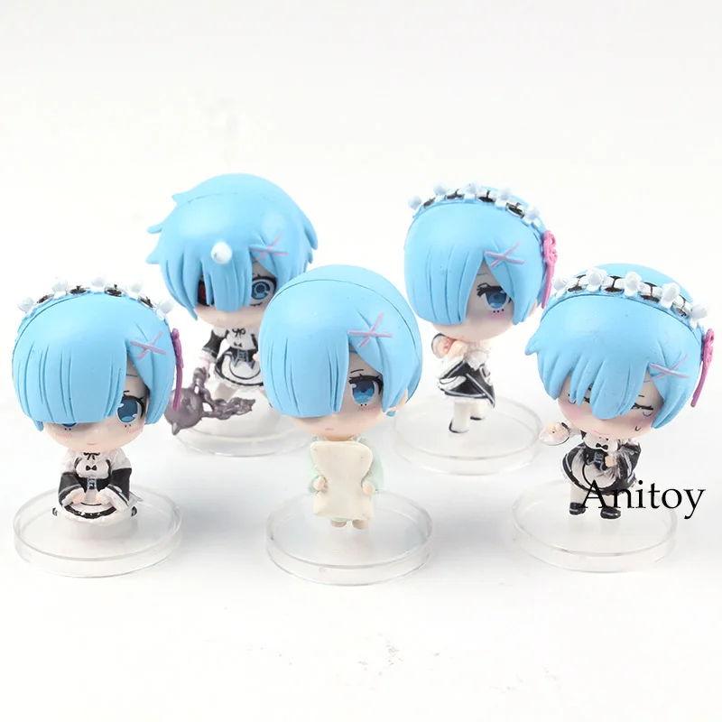 Re: жизнь в другой мир от нуля аниме Рисунок Rem версии ПВХ Re: Zero Rem экшн статуэтки коллекционные модели игрушки 5 шт./компл - Цвет: in bag