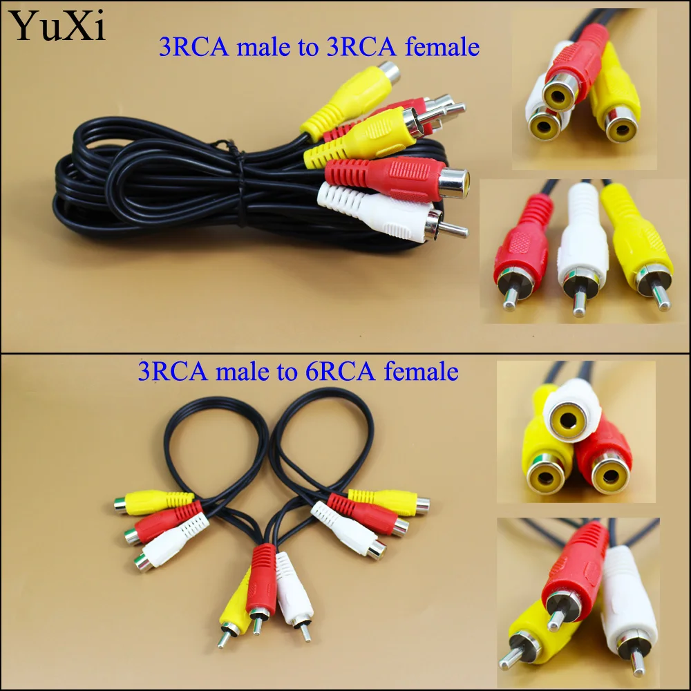 YuXi Новый 3 RCA Штекерный разъем на 6 RCA/3 гнездовой сплиттер Аудио Видео AV Кабель