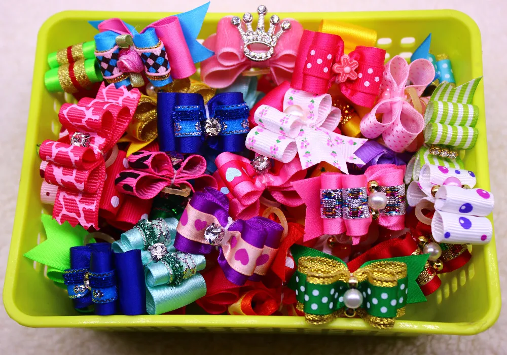 30 шт. нижнее белье смешанного дизайна для домашних животных банты собак с Стразы