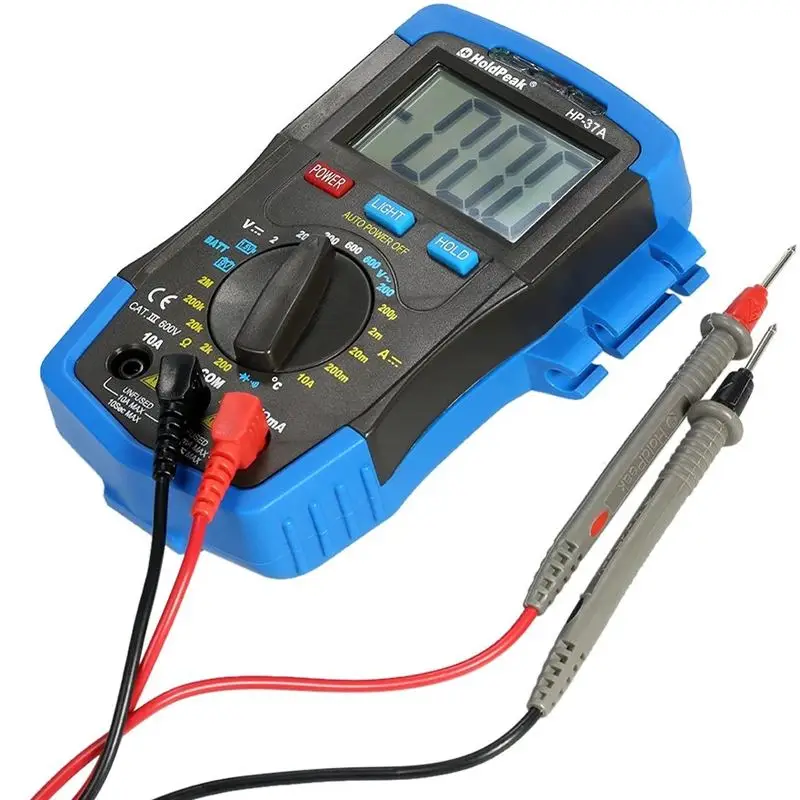 HoldPeak HP-37A цифровой мультиметр Подсветка DC/AC напряжение измеритель тока сопротивление температура батарея Диод Непрерывность тестер