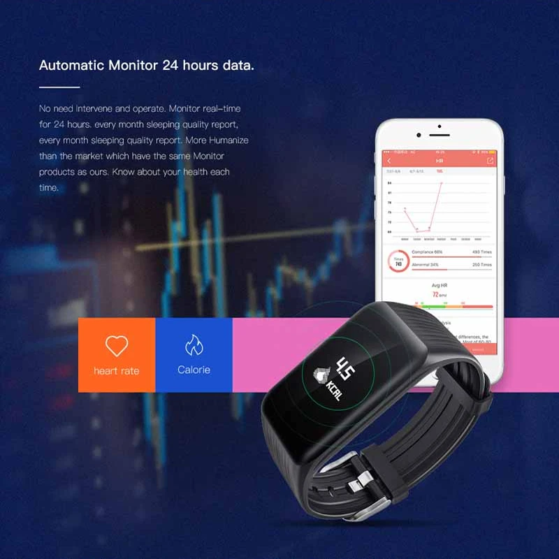 Смарт браслет для мужчин и женщин часы с тонометром цветной экран фитнес трекер
