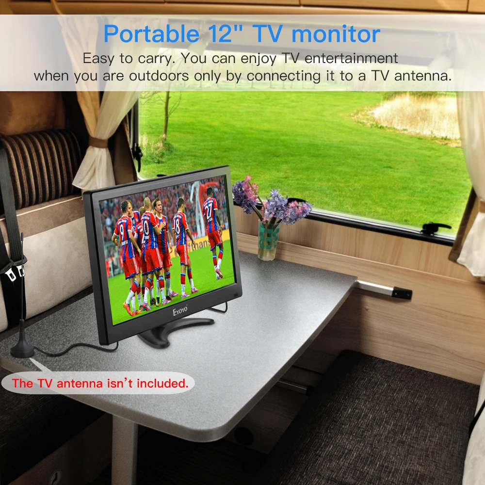 Eyoyo 12 дюймов HDMI tv монитор портативный домашний офис 1366x768 ips ЖК экран VGA вход пульт