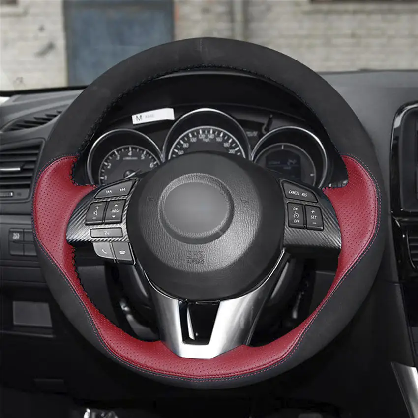 Style-04 MEWANT кожаный замшевый чехол для руля для Mazda 3 Axela Mazda 6 Atenza Mazda 2 CX-3 CX-5 Scion iA - Название цвета: Style-04