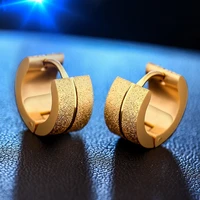 women men fashion frosted earrings stud stainless steel material 6 color trendy style earrings jewelry unisex 2017 new
