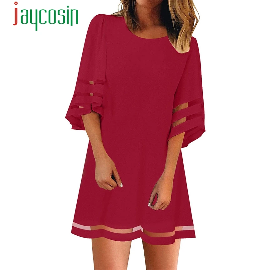 Женское Сетчатое платье SAGACE летнее свободное рубашка с круглым вырезом и