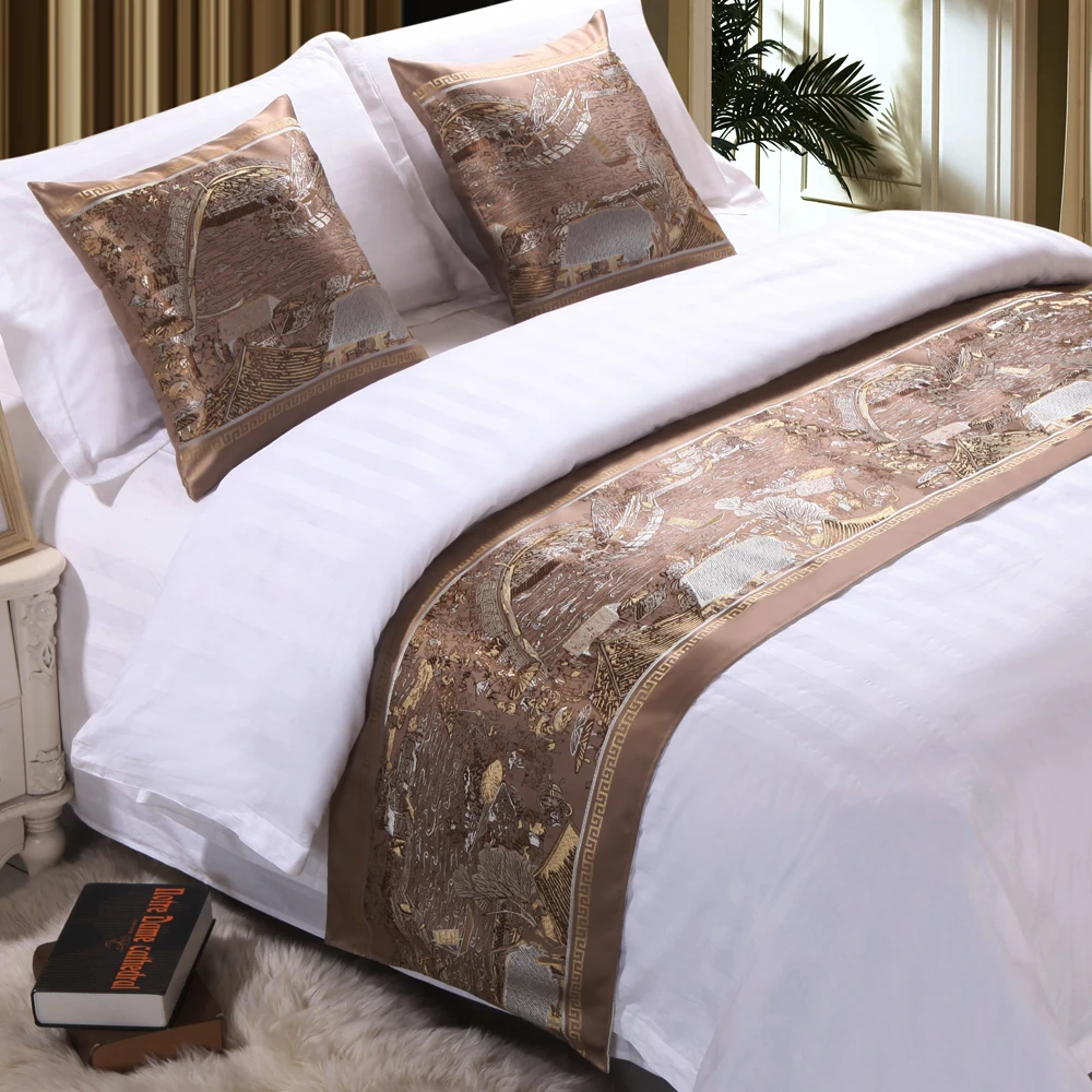 

RAYUAN Luxury Polyester Blanket Bedspread Bed Runner Throw Bedding Single Queen King Bed Tail Towel Protector Home Hotel Decor