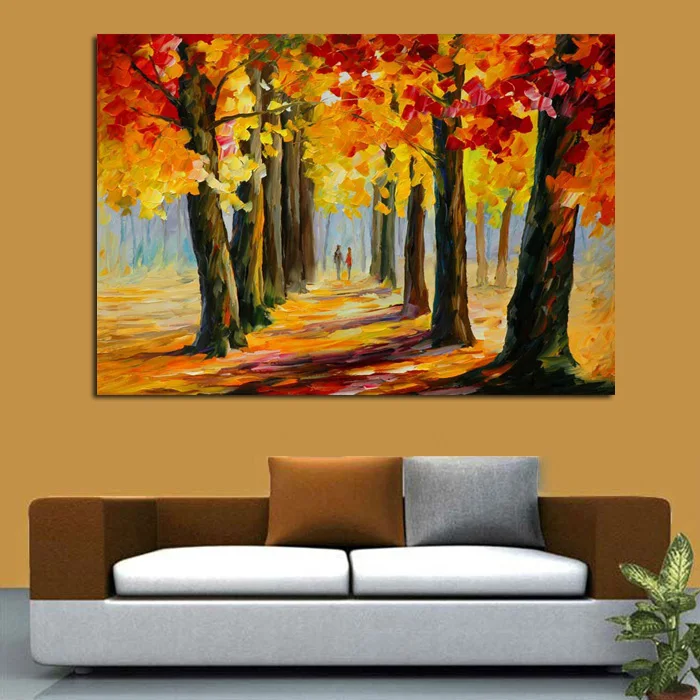 

Free shipping Abstract Autumn Forest Scenery Knife Oil Painting On Canvas View Picture Wall Art Home Decor Nice Gift