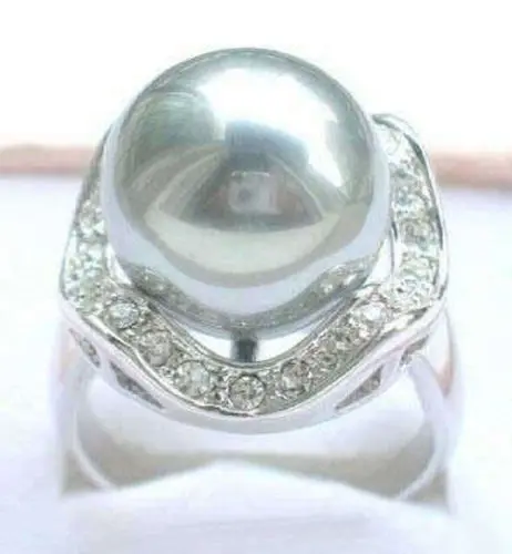 Кольцо с инкрустацией жемчугом черного и Южно морского цвета Размер 7 8 9|Кольца| |