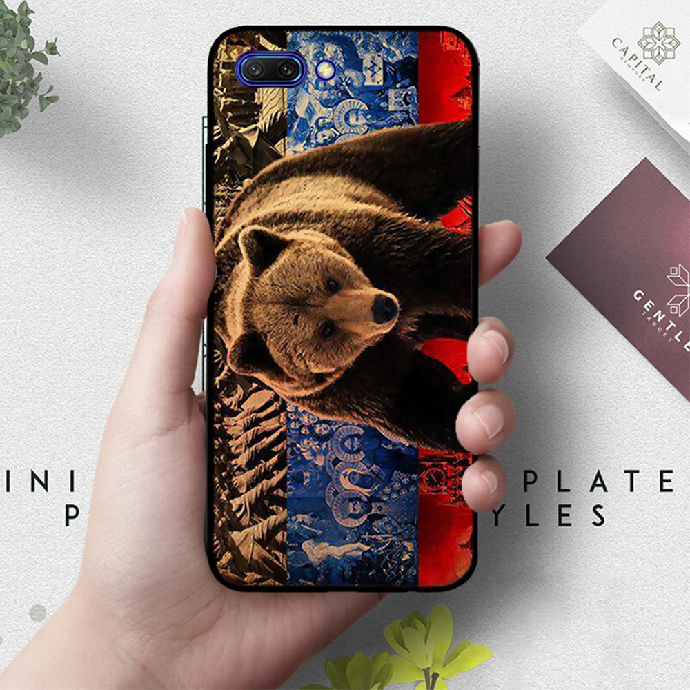 Русский силиконовый чехол с черным медведем для huawei honor 6A 7A Pro 7X8 Lite 8X 8C 9 Note 10 View 20 9X - Цвет: 2