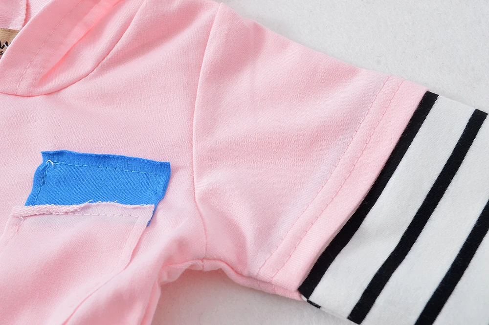 Милые комплекты одежды для новорожденных мальчиков и девочек полосатая футболка