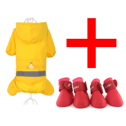 DRESSPET дождевик для собак и обувь для дождливой погоды, набор, комбинация, четыре цвета, дождевик/восемь цветов, непромокаемые сапоги - Цвет: Серый