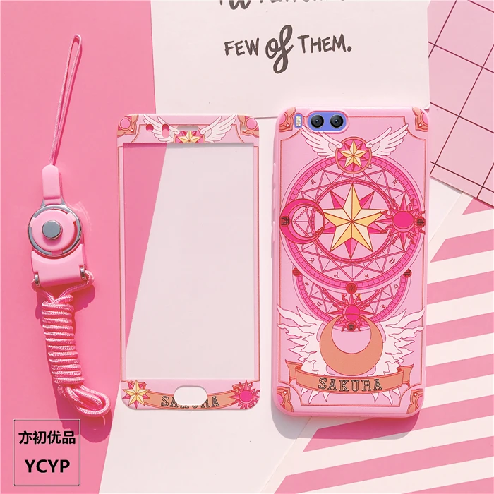 Для спортивной камеры Xiao mi 8 Cardcaptor Sakura Чехол+ пленка для экрана из закаленного стекла, с рисунками из мультфильмов чехол для спортивной камеры Xiao mi 6/6X/mi 5X/5S/5splus чехол