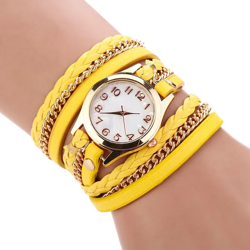 

PU Leather Bracelet Watches Women Quartz Wristwatches 1PC Vintage Personality Round Case Shaped Quartz WristWatch
