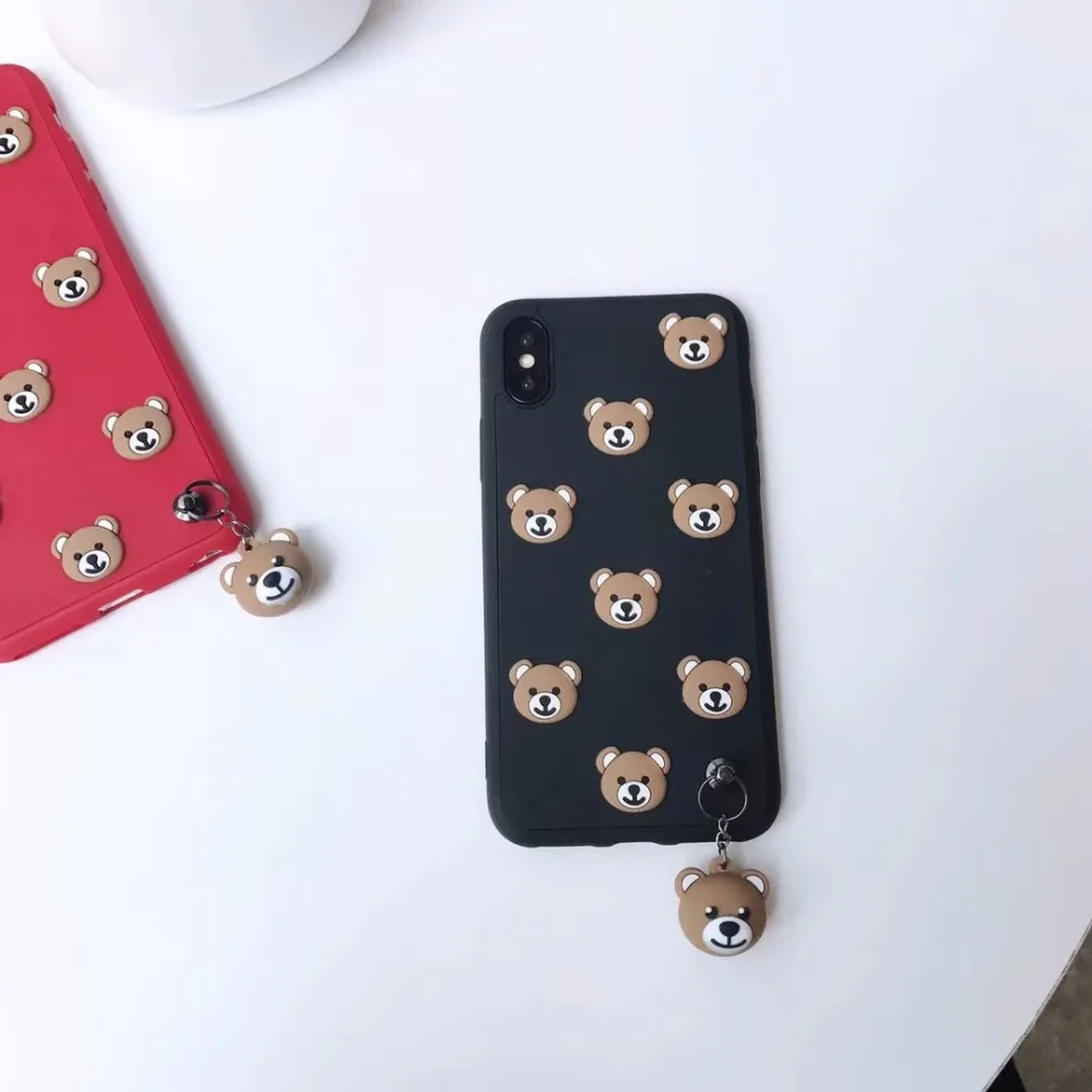 3D Teddy bear soft silicone shockproof phone case for iphone x 7 7plus 6 6s Plus with strap cover iphone8 8Plus |