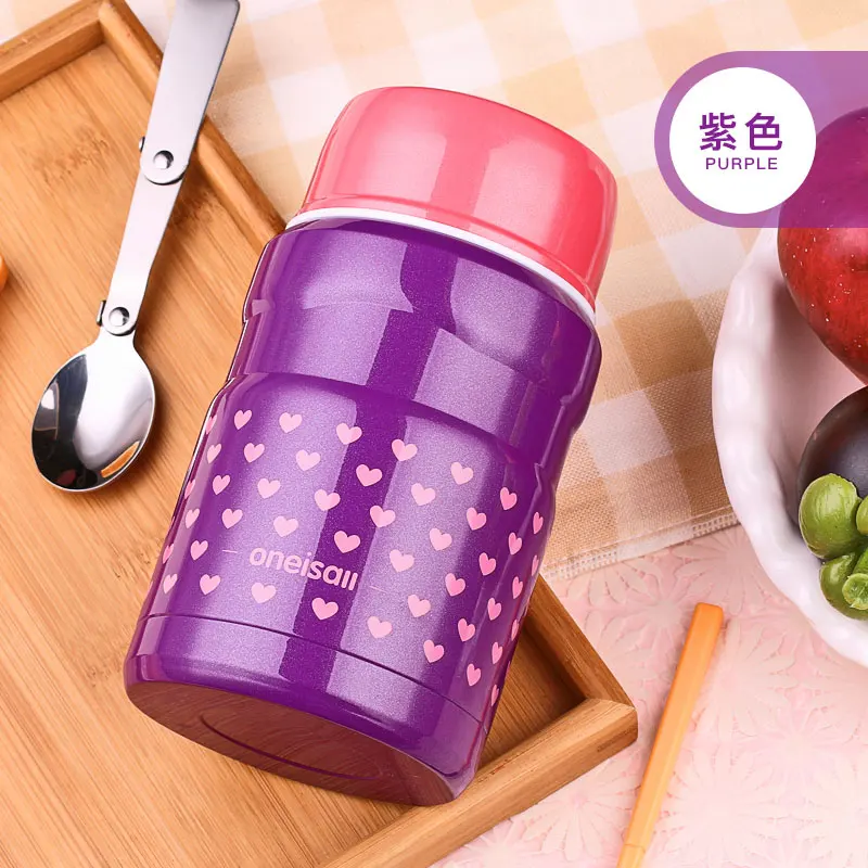 Purple 500 мл судки Еда контейнер Нержавеющая сталь jar обед с сумка Столовая посуда термо-вакуумной изоляцией суп bentoo - Цвет: Purple