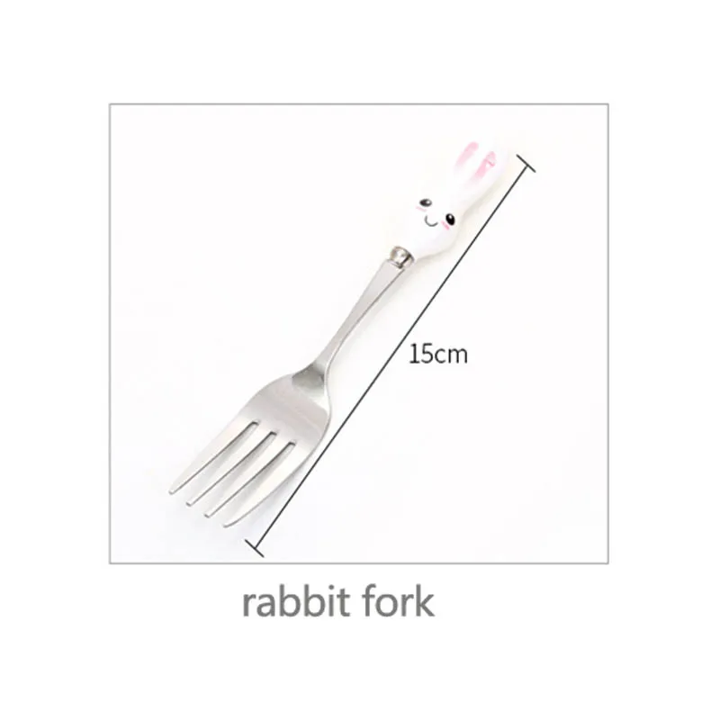 rabbit fork Кухонные гаджеты, столовая техника, керамическая ручка, вилка, детская посуда, милая нержавеющая сталь, 1 шт., морковная ложка - Цвет: rabbit fork
