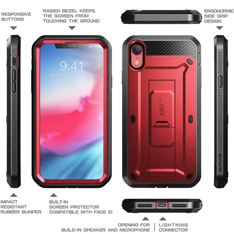 Цветной чехол для iPhone XR 6,", Чехол SUP, UB Pro, прочная кобура, чехол со встроенной защитой экрана и подставкой