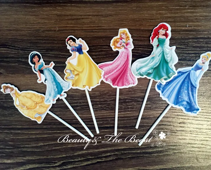 Топперы для капкейков с шестью принцессами Белоснежки украшения дня рождения