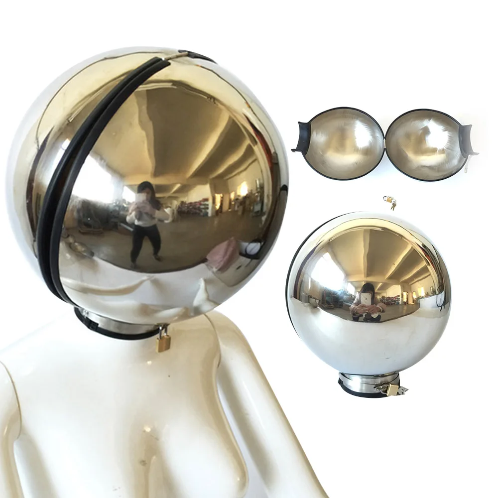 Головной убор из нержавеющей стали маска шлем с замком для игр взрослых