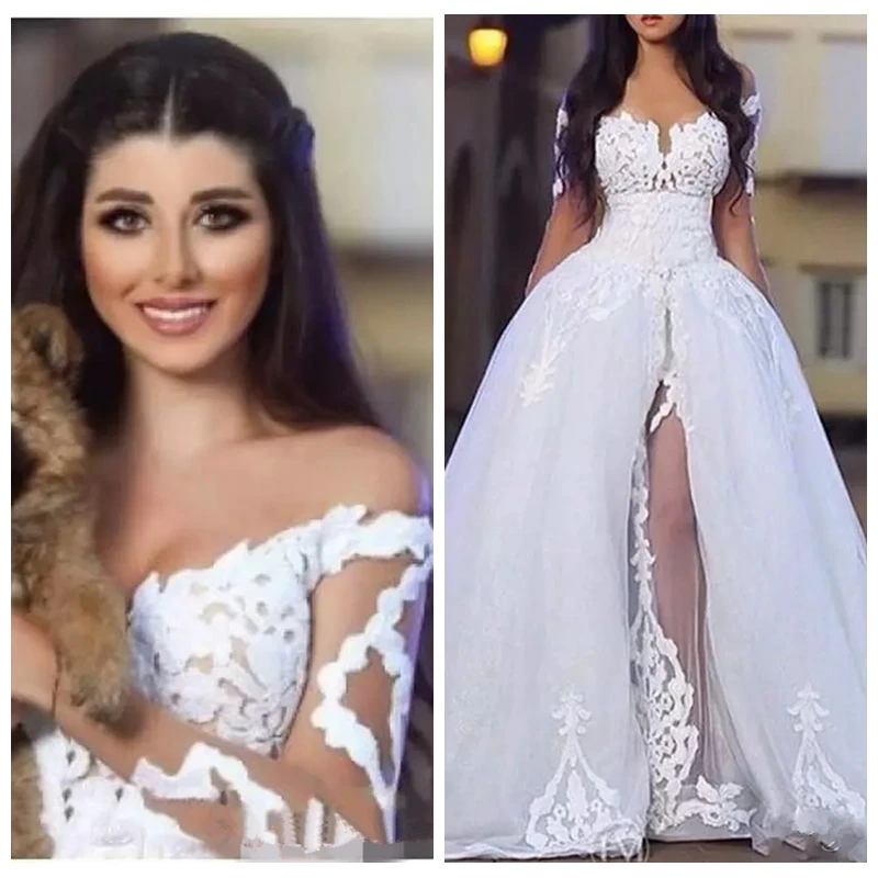 

New Arrival Long Sleeve Wedding Dresses 2021 robe de mariee Appliqued Lace Wedding Gowns Custom Made A Line Bride Dress