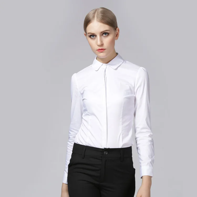 2019 Autumn Women Body Blouse Body Shirt Long-sleeved Blouses Slim Fit Women Tops Work Wear Tunic Feminina Solid Blusa White