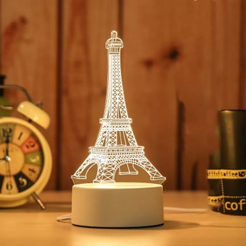 

3D Night light Creative led table Acylic jellyfish cartoon luminous night light gift tower type creative lamp lighting