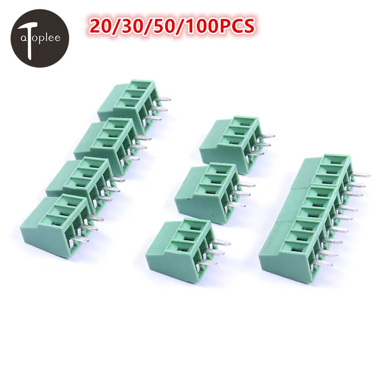 Популярные 20/30/50/100 шт. 3 полюса/3Pin 2 54 мм PCB универсальные Винтовые клеммные колодки