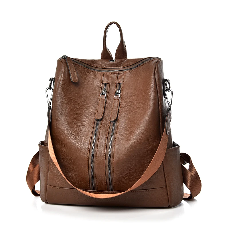 Мужские и женские рюкзаки из черной кожи коричневые дорожные школьные для