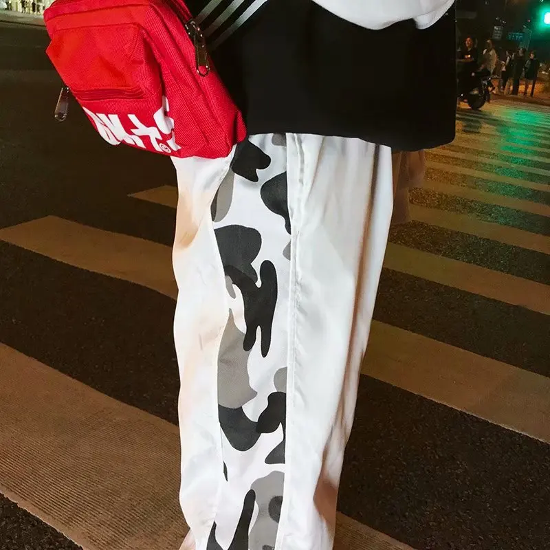 ZK винтажные боковые полосы камуфляжные Лоскутные Спортивные брюки мужские хип