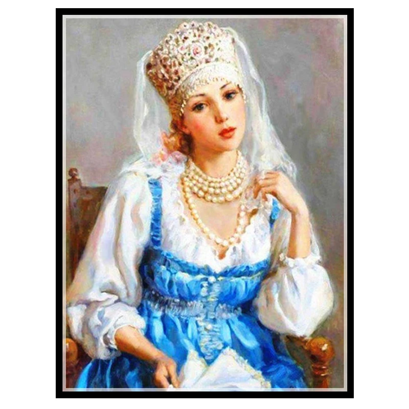 Набор для вышивки Golden panno крестиком с изображением красивой девушки 14 карат|cross