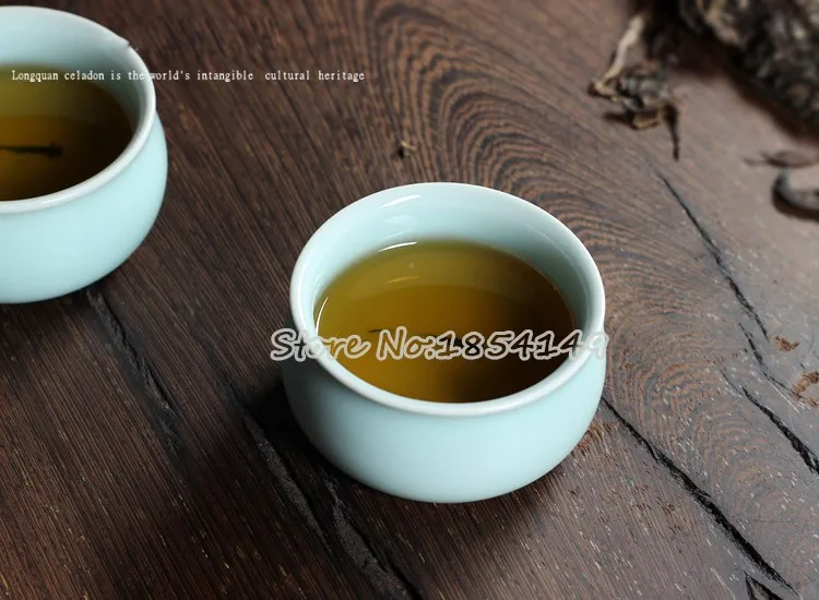 WIZAMONY Китайский Longquan Celadon фарфоровые КИТАЙСКИЕ чашки чайное блюдце чаша для чая с золотой рыбкой 80 мл китайский чайник Celadon чайные чашки