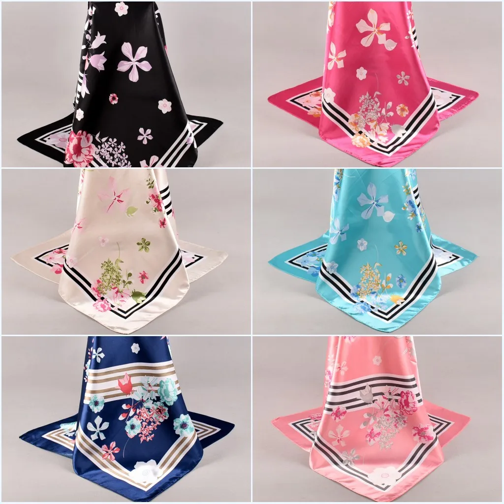 Модный Шелковый шарф с принтом женский роскошный брендовый атласный фуляр