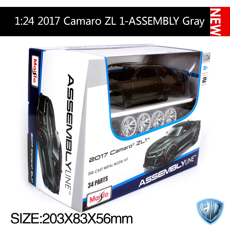 Maisto 1:24 2017 camaro zl 1 сборка серого автомобиля литье под давлением 203*83*56 мм 34 детали