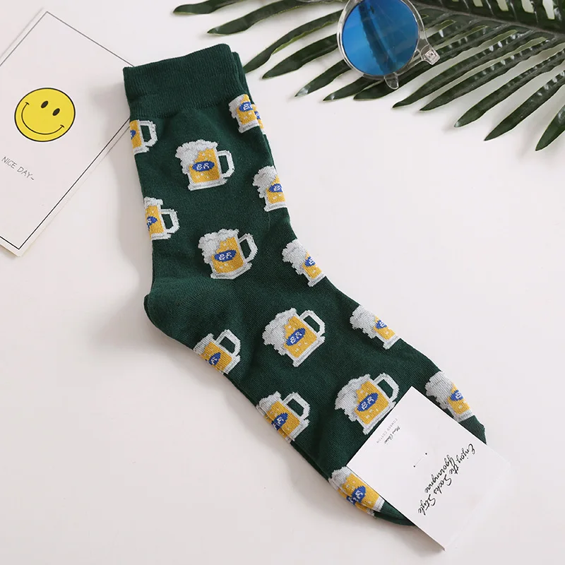 Snack pattern Harajuku happy socks men's funny combed cotton dress casual wedding colorful novelty skateboard women | Мужская одежда