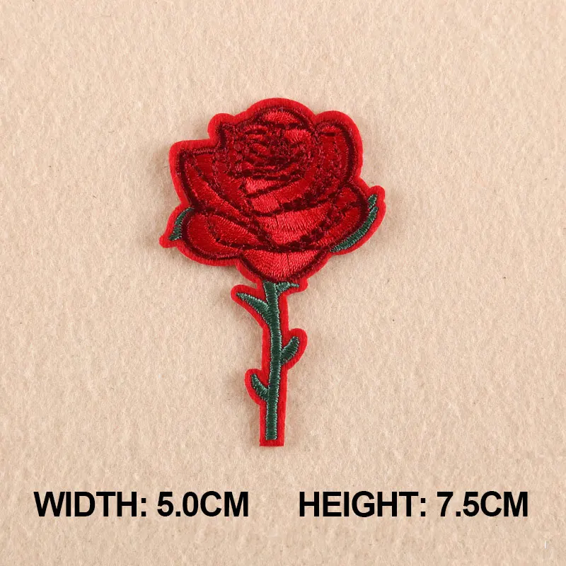 1 шт. верхние патчи с железным швом Красная роза цветок вышивка патч мотив