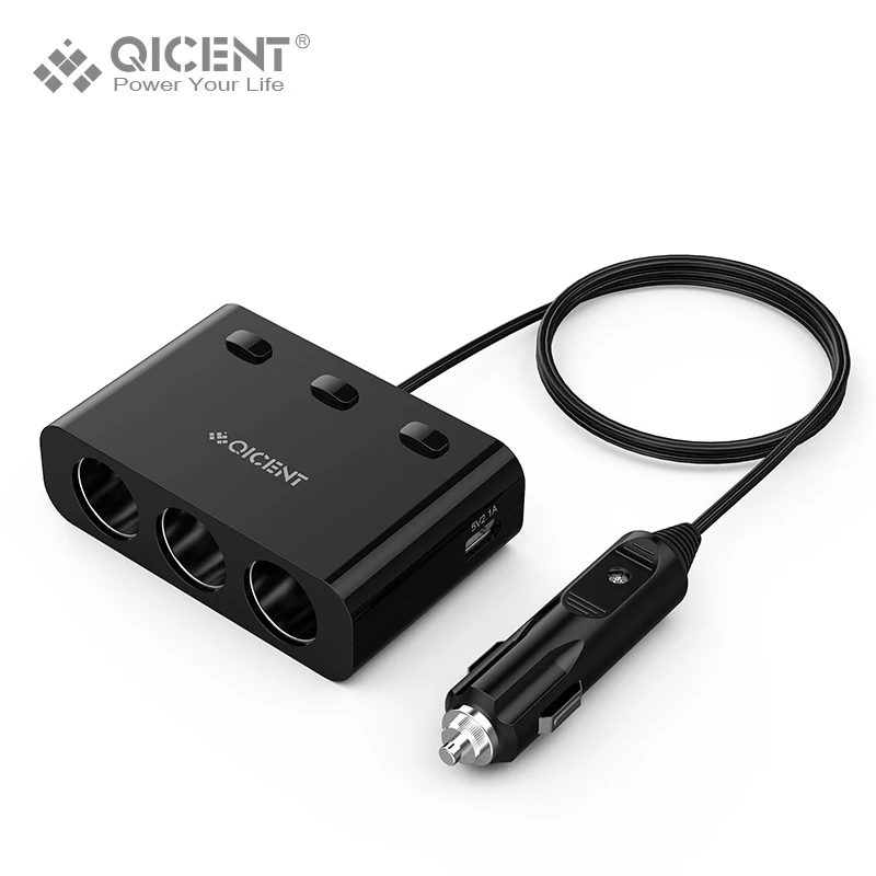 QICENT CPR USB Автомобильное зарядное устройство 3 гнезда автомобильный прикуриватель 120 Вт с 2 USB 15,5 Вт независимый переключатель USB Автомобильное зарядное устройство разветвитель