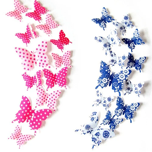 12 шт 3D наклейки на стену бабочка магнит холодильник свадьба DIY домашний декор|room