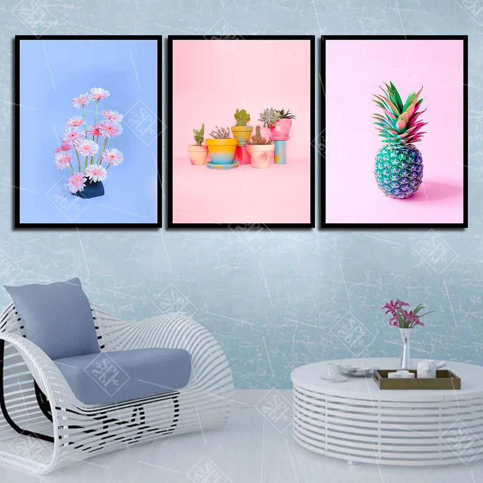 

Nordic Poster Sunflower Cactus And Pineapple Painting Wall Art Canvas HD Prints Pictures For Living Room Cuadros Home Decoration