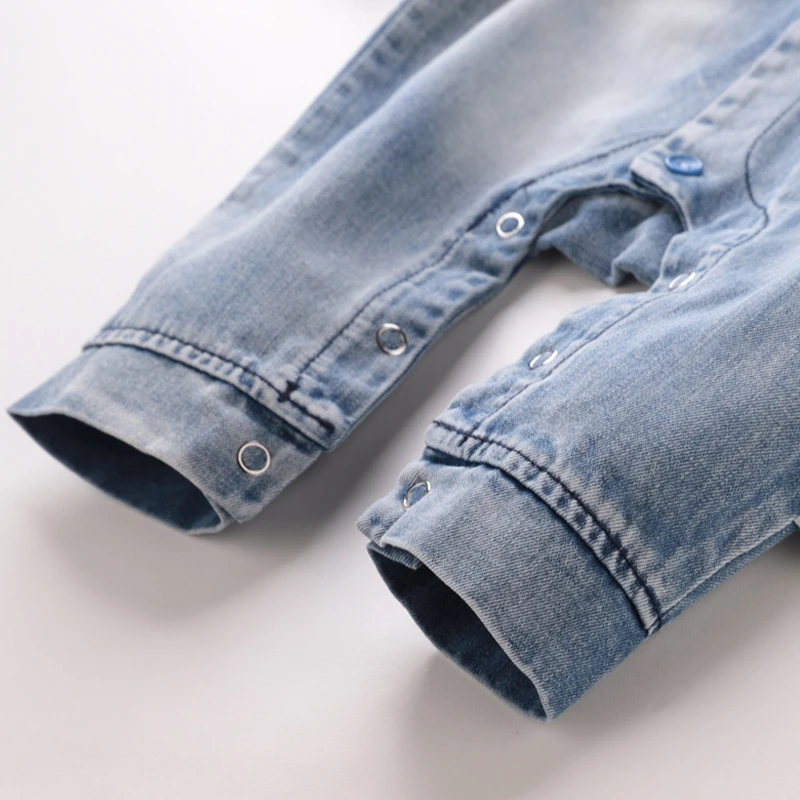 Модный летний джинсовый комбинезон с длинными рукавами для мальчиков и девочек