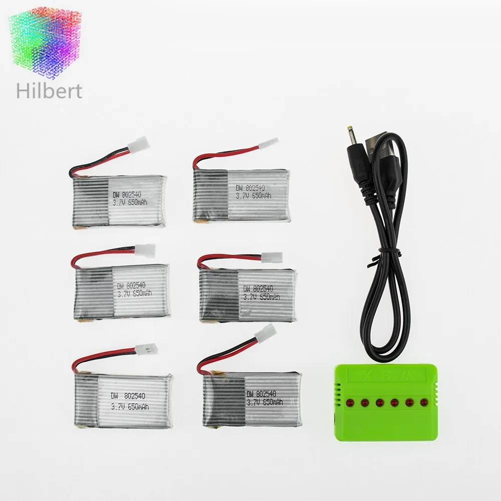 6 шт. 3 7 в 650 мАч аккумулятор с зарядным устройством x6 для SYMA X5C-1 X5C X5 X5SC X5SW X6SW RC H9D H5C
