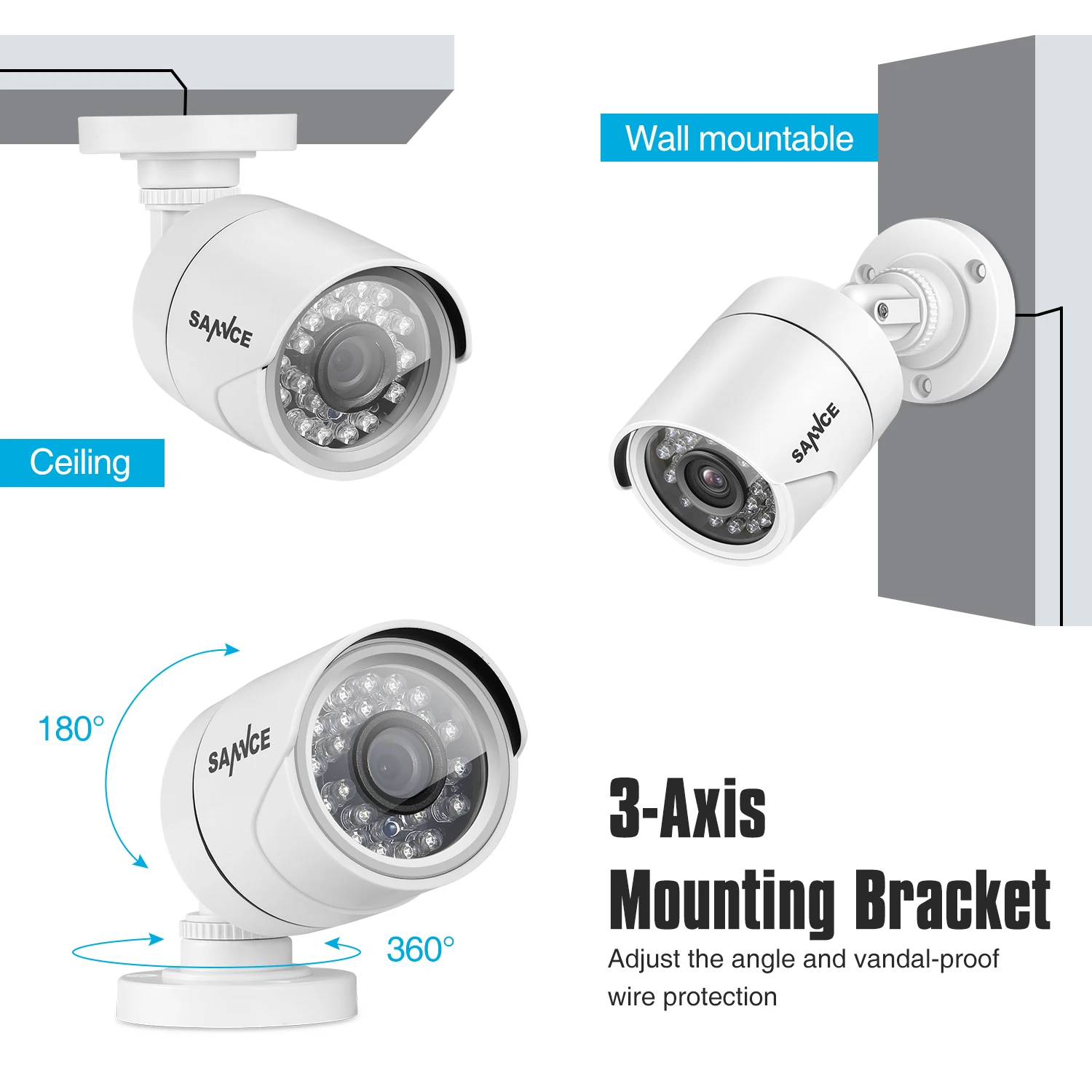 Камера Наружного видеонаблюдения SANNCE 4 шт. канала 10 Дюймов 5 в 1 DVR 1200TVL ИК ночное